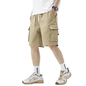 Pantalones cortos informales de verano para hombre Logotipo personalizado Servicio OEM Cintura media Ligero Ajuste suelto Nuevo patrón Recto Liso Teñido Technics - Product Image 1