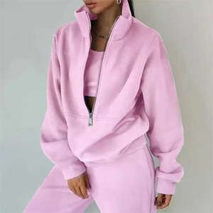 New Stylish Oversized Zipper Tracksuits 100% Cotton Casual Wholesale Sweat Suits High Quality Breathable 2 Piece <b>Set</b> - Product Image 2