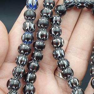 Perles de verre au chalumeau en cristal africain fabriquées à la main Vintage Black Brown Chevron Pattern Tribal-Inspiré Commandes en gros - Product Image 2