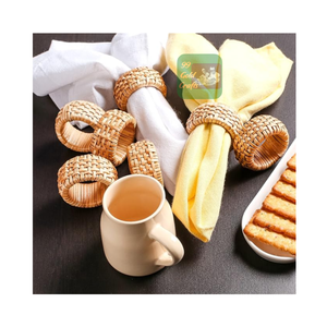 ANNEAUX DE SERVIETTE EN ROTIN VIETNAMIEN EN GROS TABLE RONDE SIMPLE PORTE-ANNEAUX DE SERVIETTE TISSÉS À LA MAIN NATURELLEMENT BEAUTY PARTY - Product Image 2