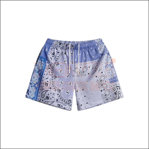 Custom Men's Gym Basketball Shorts Double Layer 5 Inch Inseam All over Paisley Floral Mesh Print Vintage <b>Board</b> Shorts Style - Product Image 1