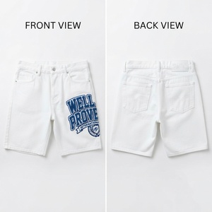 Shorts de Mezclilla Rectos para Hombre, Mezclilla de Algodón Premium Ecológica, Lavado Azul Medio, Largo hasta la Rodilla - Product Image 2