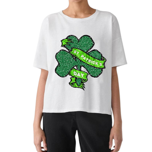 Camisetas informales de algodón de gran tamaño para mujer del Día de San Patricio 2025, bordado de lentejuelas personalizado para desfile de Carnaval - Product Image 4