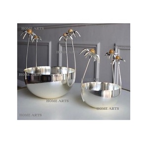 ชามอลูมิเนียมทำมือสำหรับตกแต่งอาหารชามผลไม้แห้งทรงใบไม้สีทองทำจากอะลูมิเนียม - Product Image 2