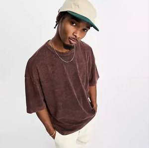 Matériel respirant fait tissu lavé à l'acide nouveau Style hommes t-shirts nouvelle tendance surdimensionné lavé à l'acide t-shirts OEM ODM - Product Image 6