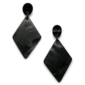Pendientes de cuerno para orejas sensibles, pendientes de cuerno de estilo étnico, pendientes de cuerno de búfalo de lujo con aspecto bonito a precios con descuento, Ágata - Product Image 3