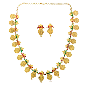 Boucles d'oreilles collier de qualité supérieure serties de bijoux de style luxe plaqués or 22 carats à vendre par des exportateurs indiens - Product Image 1