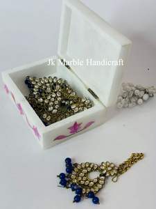High Demand Marble-Inlay Pink Jewelry <b>Box</b> with Multi-Stone Floral Design <b>Storage</b> for Home or As a Gift for Girls - Product Image 5