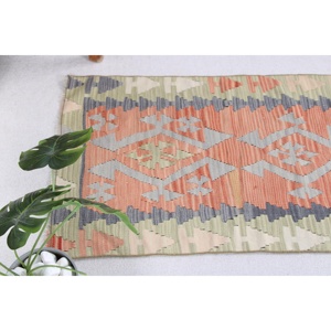 พรมคิลิมตุรกีวินเทจ ขนาด 2.1x3.2 ฟุต สีส้ม ลายต้นไม้และพืชขนาดเล็ก ทำจากขนสัตว์ - Product Image 3