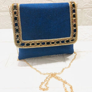 Designer Handmade Evening Ethnic Jute <b>Clutch</b> Bag for Ladies Handcrafted Bridal Plus Sling Elegant Evening Accessory - Product Image 1