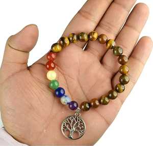 Venta al por mayor de pulseras de cristal natural de 8mm con dijes verde Aventurina citrino pirita amatista Rudraksha amor relación suerte - Product Image 2