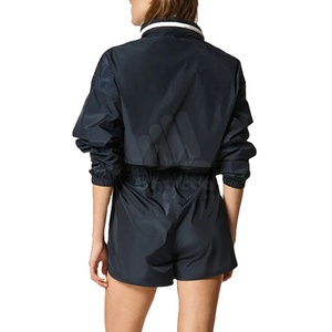 Women Solid Casual Windbreaker Shorts Set Stand Collar Lightweight Breathable Eco-Friendly Customizable Active Wear 2027 - Product Image 4