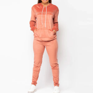 Chándal de algodón grueso de buena calidad, chándal de lana para mujer, ropa de calle, conjunto de chándal de terciopelo personalizado para mujer para niñas - Product Image 4