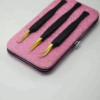 <strong>Best</strong> Selling Straight Eyelash Tweezers Custom Made Curved Tweezers <strong>Kit</strong> Wholesale Lash Tweezer Fiber Tip Sets