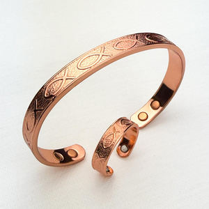 2023 Nouvelle-Zélande 3mm d'épaisseur cuivre Non magnétique Bracelet bracelet magnétique fil de cuivre rustique Simple plaine cuivre Bracelets manchette - Product Image 2