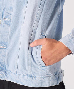 Veste en jean en coton, manteau durable mi-long, décoration boutonnée, style vintage d'hiver, lavage délavé, patchwork, streetwear - Product Image 6