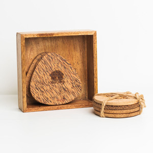 Posavasos de madera de palma de coco natural hechos a mano con logotipo personalizado para bebidas, superventas, taza de té y café, platillo, posavasos - Product Image 1