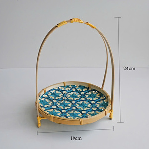 Handwoven Bamboo Storage <b>Basket</b> / Natural Bamboo Multi-Tier <b>Tray</b> Durable For Food Decoration Wedding , Event, Birthday ... - Product Image 2