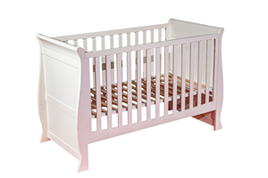 TACASA Élégant berceau coulissant nostalgie en bois de caoutchouc massif avec un design moderne Finition peinte en blanc Caractéristique peu encombrante - Product Image 2