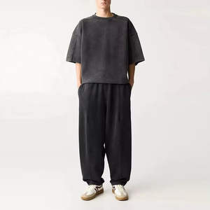 T-shirt Homme Personnalisable 100% Coton Uni Vintage Coupe Boxy Courte Style Chinois Délavé à l'Acide Oversize 300 g/m² Grammage Lourd Imprimé - Product Image 2