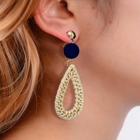 Vente chaude mode femmes bijoux perle de Tahiti boucles d'oreilles plaqué or feuille rotin boucle d'oreille pour dame