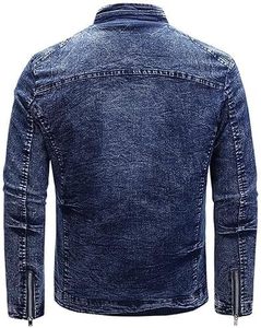 Chaqueta vaquera para hombre, chaqueta vaquera desgastada rasgada, ajustada, elástica, chaquetas de camionero, abrigo vaquero informal clásico - Product Image 2