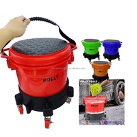 Seau de lavage de voiture roulant avec piège à saleté à roulettes pivotantes pour la maison Garage seau à rouleaux Dolly pour le lavage de voiture détaillant seau propre