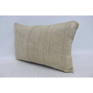 Beige Wool Kantha Patchwork <b>Bolster</b> <b>Pillow</b> 16x24 Inch Rustic Boho Design Vintage Embroidered Floral Pattern Woven Non-Slip - Product Image 4