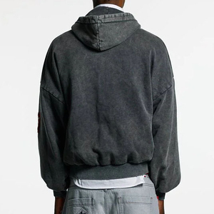 2026 Sweat à capuche oversize personnalisé en molleton 100% coton à épaules tombantes, style streetwear hiver, délavé à l'acide vintage, grammage lourd, vierge - Product Image 4