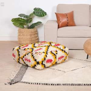 <b>Moroccan</b> <b>Leather</b> Pouf Handmade Ottoman Footstool Traditional Handcrafted <b>Pouffe</b> Home Decor Boho Ottoman Seat Living Roo - Product Image 1