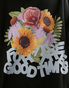 Trendy Dynamic Black Flower Drop Shoulder Sudadera con capucha de gran tamaño Siri para mujer Sudaderas con capucha antiarrugas y transpirables Sudadera con cremallera para mujer - Product Image 6