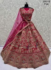 Ropa nupcial de seda con lentejuelas y bordado Zari Lehenga Choli Fabricante y proveedor de Surat a la tarifa más baja - Product Image 4