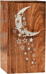 Moon Star Lichtenberg Urne de crémation en résine antique fabriquée à la main pour adultes Crémation pour cendres Résine en bois Ronde Funérailles pour cendres - Product Image 6