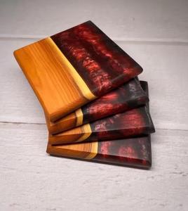 Posavasos de resina y madera de mango de alta calidad con soporte para oficina, café, comedor, fiesta, boda al aire libre personalizada, posavasos de resina personalizados - Product Image 2