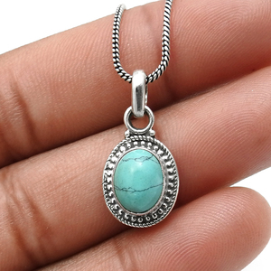 Increíble estilo 100% Natural turquesa piedra preciosa plata superposición bisel conjunto delicado encanto colgantes joyería fina colgantes y dijes - Product Image 4