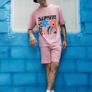 Nuevo estilo de 2 piezas de entrenamiento de verano para hombres transpirable de talla grande 100% chándal de algodón conjunto de gimnasio con diseño personalizable - Product Image 6