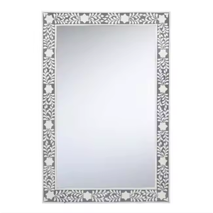 Accesorios de decoración para el hogar, espejo con incrustaciones de hueso montado en la pared, espejo con incrustaciones de hueso para sala de estar, artesanía creciente - Product Image 6