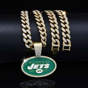 Colgante Deportivo de Rugby de los New York Jets de la NFL, Moderno y Hip Hop, Chapado en Oro de 14K, Plata 925 con Moissanita, Unisex, para Regalo o Fiestas - Product Image 4
