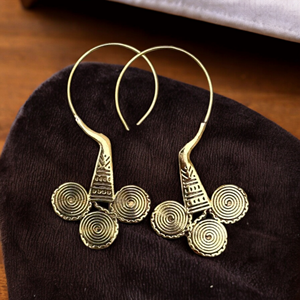 Bijoux de boucle d'oreille vintage pour femmes, bijoux de bohême en laiton plaqué argent - Product Image 4