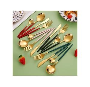 Juego de cubiertos de metal de alta calidad con mango delgado de esmalte Rosa chapado en oro para juegos de cubiertos de comida de hotel y restaurante - Product Image 4