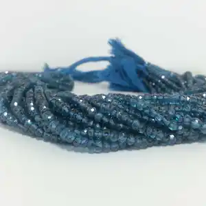 Natural London Blue Topaz Faceted Rondelle Gemstone Beads Strand Wholesale Semi Precious Stone for Jewelry Making