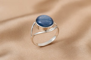 Natural Blue Kyanite <b>Ring</b> 925 <b>Sterling</b> <b>Silver</b> 18K Rose Gold & Yellow Gold Plated Handmade Statement Gemstone Jewelry for Unisex - Product Image 2