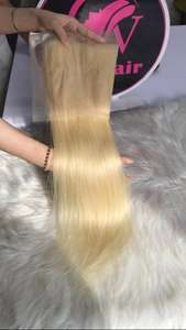 Meilleure vente HD Lace Frontal, cheveux naturels droits de couleur 613, 100% cheveux humains de haute qualité, cheveux bruts vietnamiens. - Product Image 5