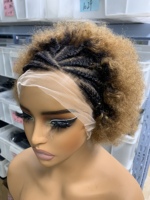 Perruque Courte Pixie à Lace Frontale Complète 13*4 en Gros, 100% Cheveux Humains Naturels et Colorés, en Promotion