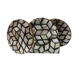 Serpillière naturelle avec incrustation d'os en nacre Sous-verres Epaisseur 12 mm Ensemble de sous-verres en nacre de qualité supérieure Hôtels et restaurants - Product Image 1