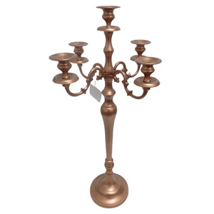 Bougeoir à 5 bras F307 blanc et or de qualité supérieure décoration de vaisselle en métal pour la maison et le mariage pour pot à bougie - Product Image 4