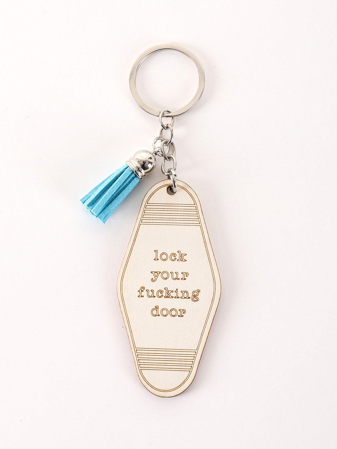 Handmade Rustic Oak Wooden Keyring: Custom Engraved Keychain Tag - View #8