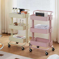 Chariot de rangement en métal à 3 niveaux pour la cuisine, le bureau et la salle de bain.