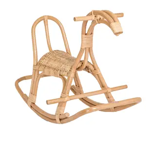 Rattan vintage cavalo de balanço passeio no miúdo brinquedo animais balancim do bebê durável seguro rattan balanço cavalo