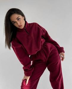 Ensemble de survêtement en polaire pour femme, sweat à capuche zippé et pantalon de jogging, intérieur brossé doux, confort décontracté, vêtements de détente - Product Image 6